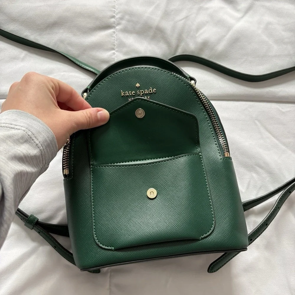 Kate Spade New York Womens Schuyler Saffiano Leather Mini Backpack Green‎ Luxury